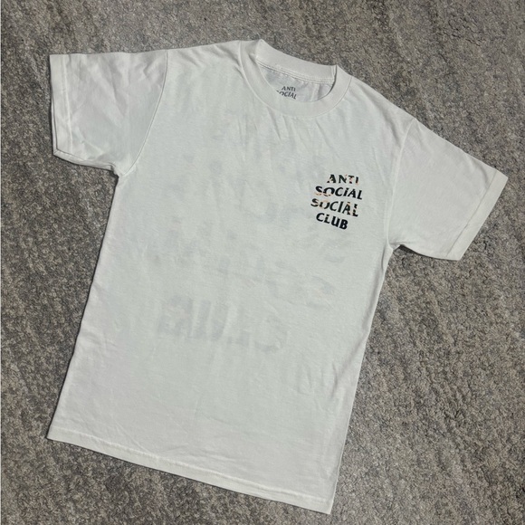 Anti Social Social Club Gray Text White Tee - Picture 1 of 4